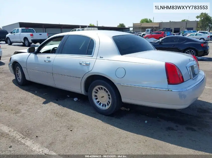 2000 Lincoln Town Car Cartier VIN: 1LNHM83WXYY783553 Lot: 42568433