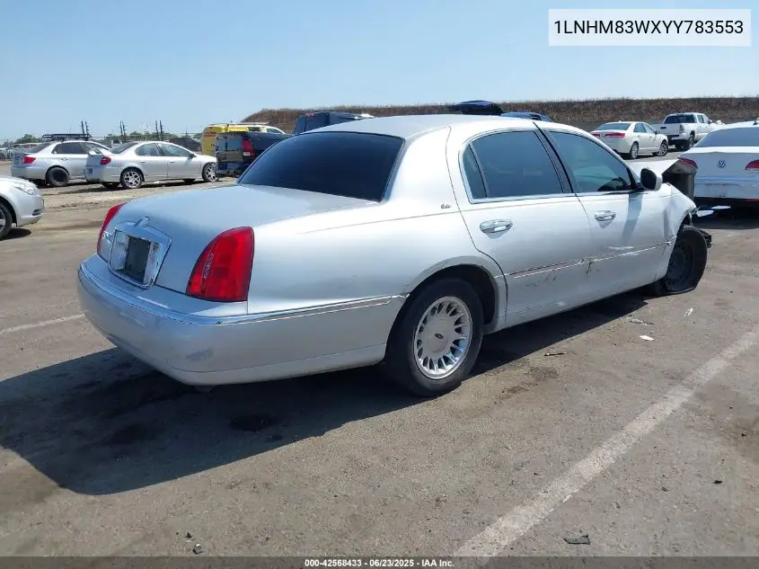 2000 Lincoln Town Car Cartier VIN: 1LNHM83WXYY783553 Lot: 42568433