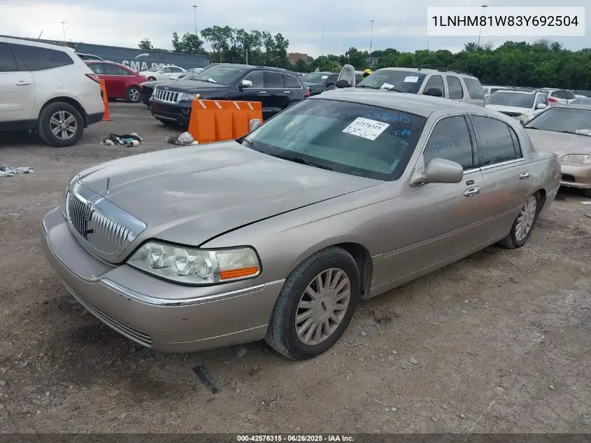 2003 Lincoln Town Car Executive VIN: 1LNHM81W83Y692504 Lot: 42576315
