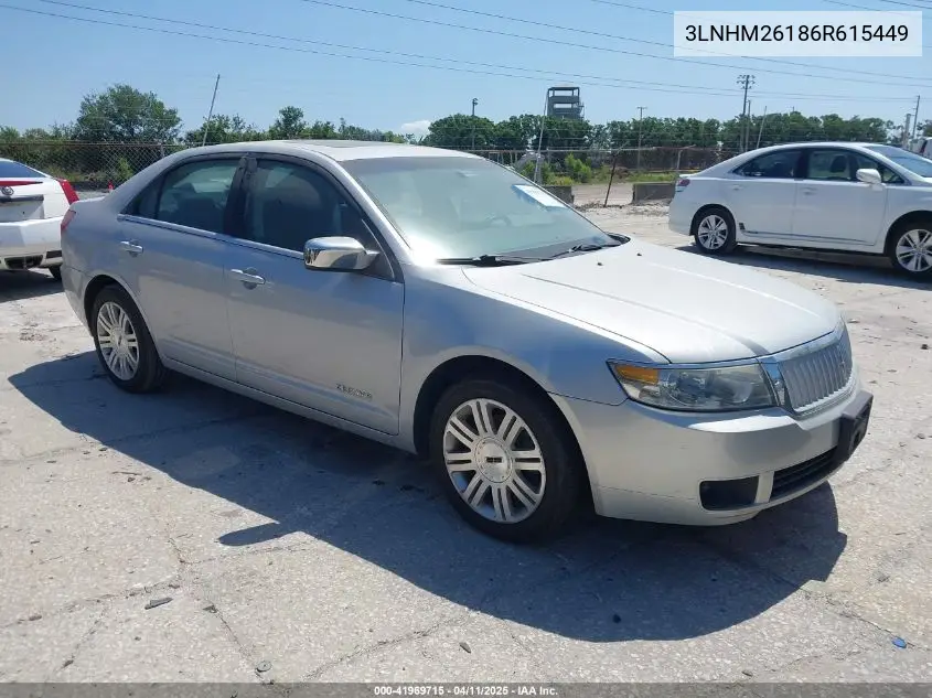 2006 Lincoln Zephyr VIN: 3LNHM26186R615449 Lot: 41969715