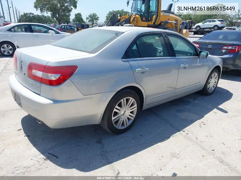 2006 Lincoln Zephyr VIN: 3LNHM26186R615449 Lot: 41969715