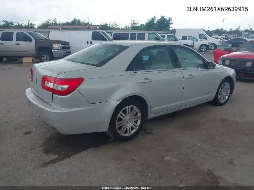 2006 Lincoln Zephyr VIN: 3LNHM261X6R639915 Lot: 42136328