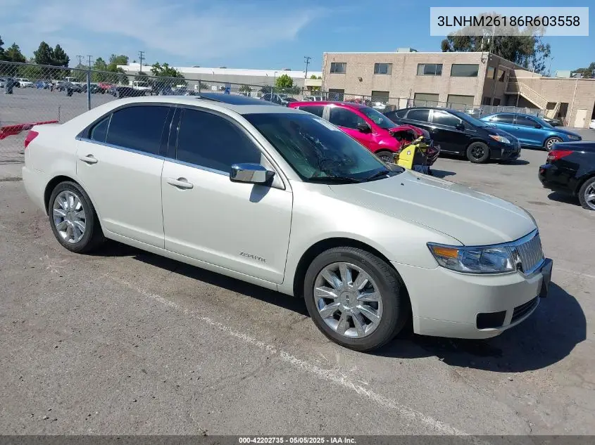 2006 Lincoln Zephyr VIN: 3LNHM26186R603558 Lot: 42202735