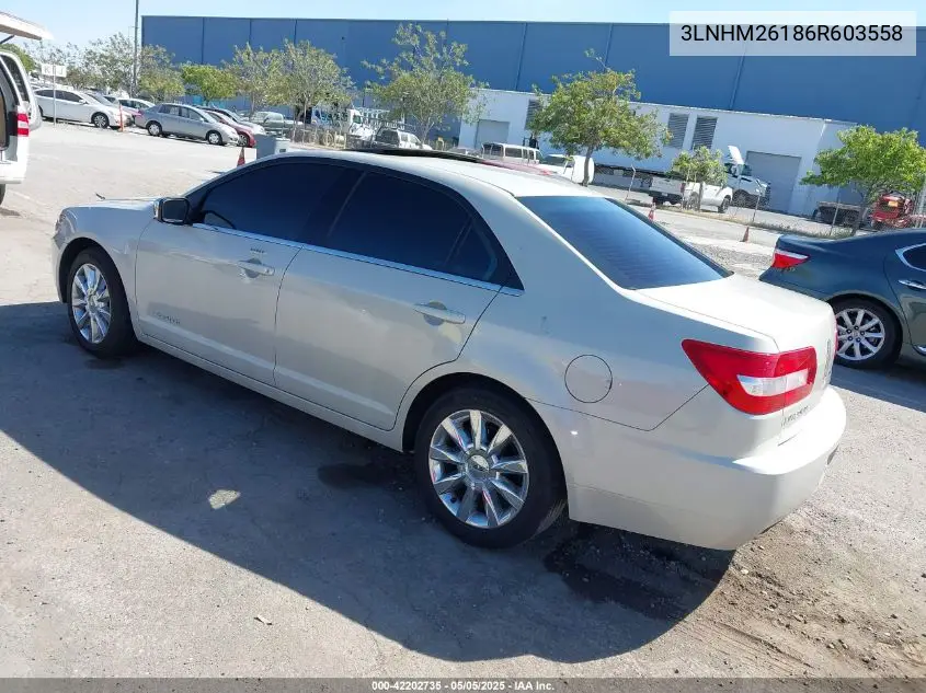 2006 Lincoln Zephyr VIN: 3LNHM26186R603558 Lot: 42202735