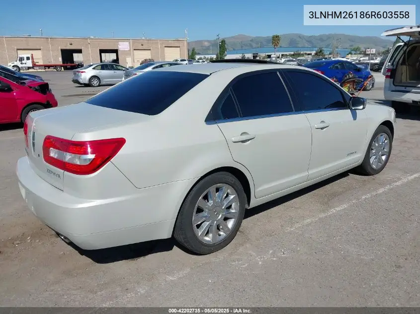 2006 Lincoln Zephyr VIN: 3LNHM26186R603558 Lot: 42202735
