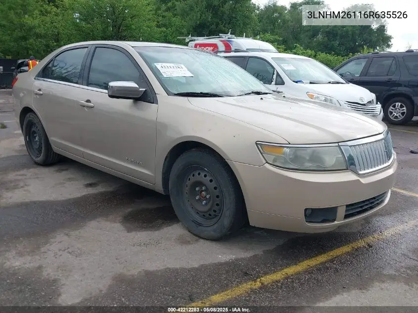 2006 Lincoln Zephyr VIN: 3LNHM26116R635526 Lot: 42212283