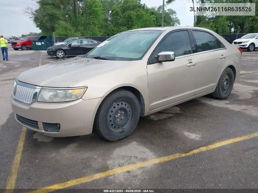2006 Lincoln Zephyr VIN: 3LNHM26116R635526 Lot: 42212283