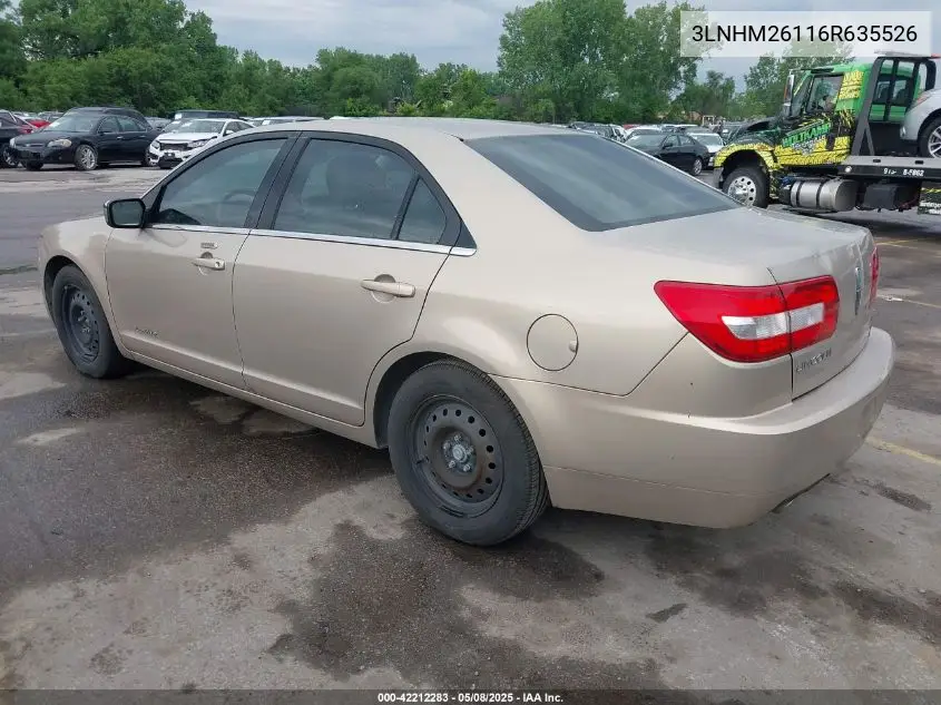 2006 Lincoln Zephyr VIN: 3LNHM26116R635526 Lot: 42212283