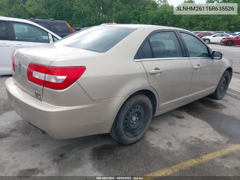2006 Lincoln Zephyr VIN: 3LNHM26116R635526 Lot: 42212283