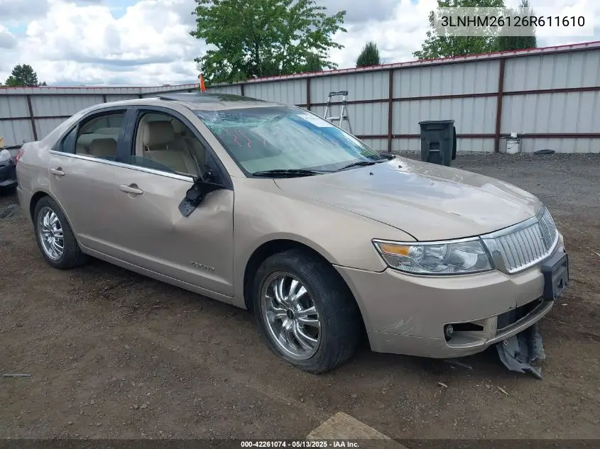 2006 Lincoln Zephyr VIN: 3LNHM26126R611610 Lot: 42261074