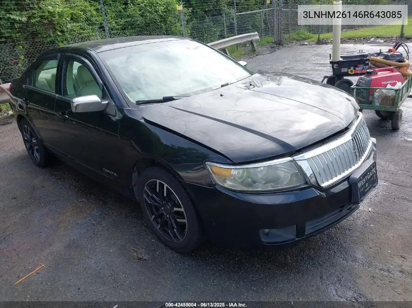 2006 Lincoln Zephyr VIN: 3LNHM26146R643085 Lot: 42485004