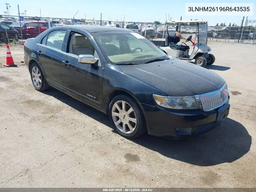 2006 Lincoln Zephyr VIN: 3LNHM26196R643535 Lot: 42518525