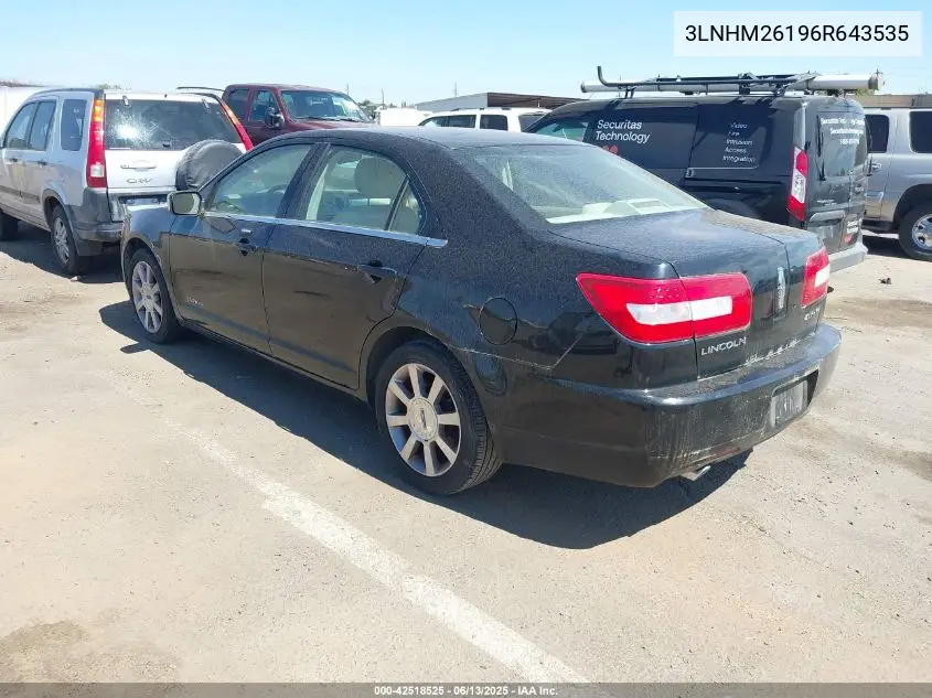 2006 Lincoln Zephyr VIN: 3LNHM26196R643535 Lot: 42518525