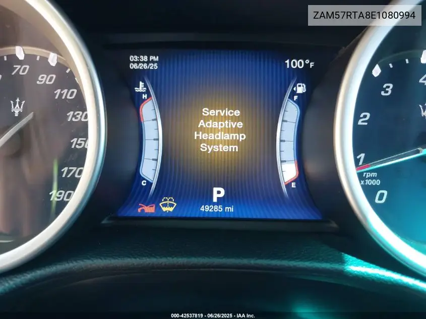 2014 Maserati Ghibli S Q4 VIN: ZAM57RTA8E1080994 Lot: 42537819