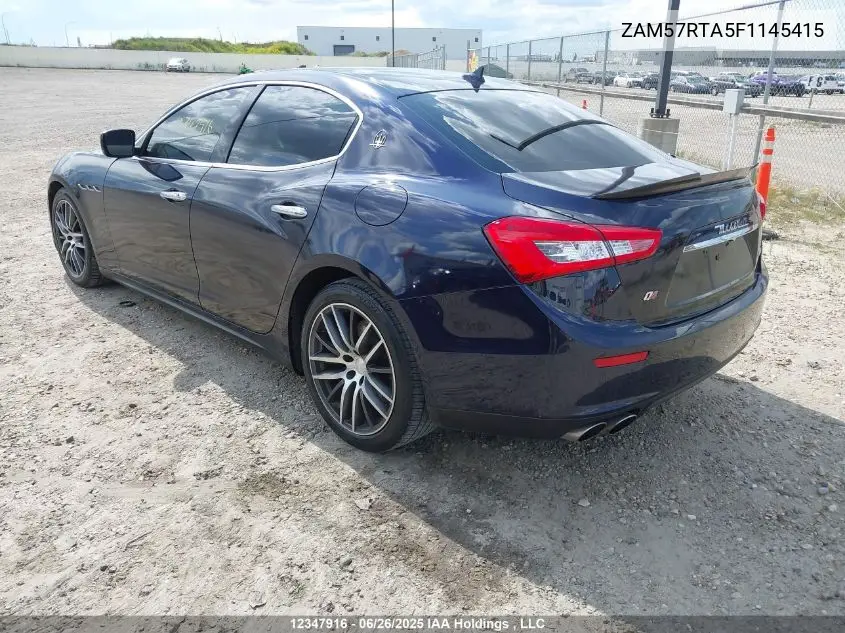 2015 Maserati Ghibli S Q4 VIN: ZAM57RTA5F1145415 Lot: 12347916