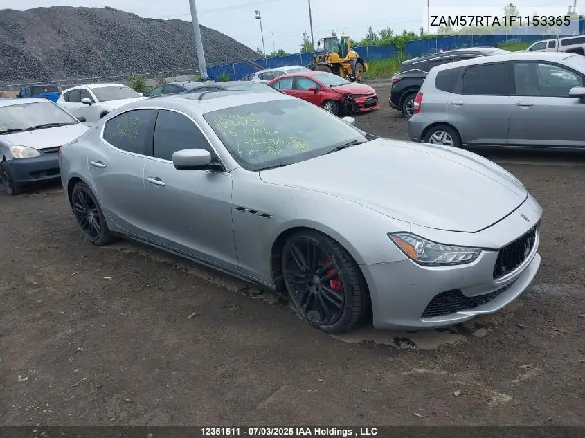 2015 Maserati Ghibli S Q4 VIN: ZAM57RTA1F1153365 Lot: 12351511