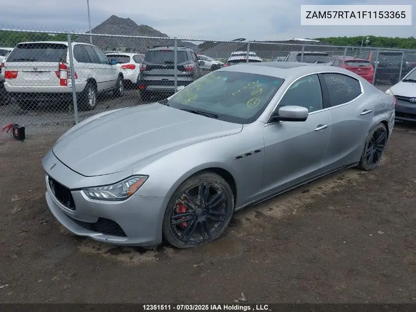 2015 Maserati Ghibli S Q4 VIN: ZAM57RTA1F1153365 Lot: 12351511