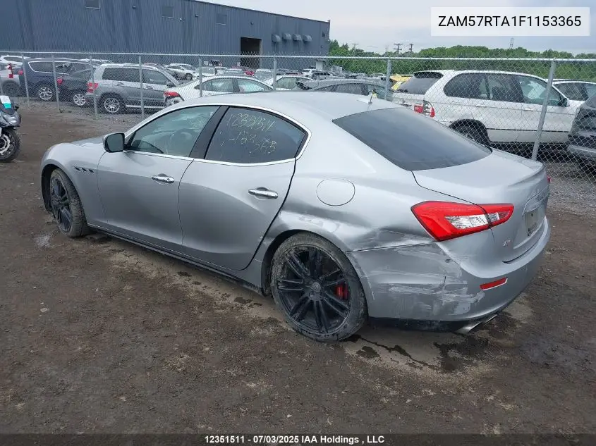 2015 Maserati Ghibli S Q4 VIN: ZAM57RTA1F1153365 Lot: 12351511