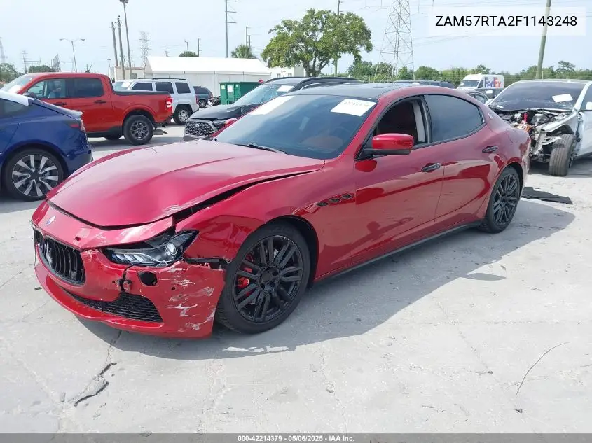 2015 Maserati Ghibli S Q4 VIN: ZAM57RTA2F1143248 Lot: 42214379