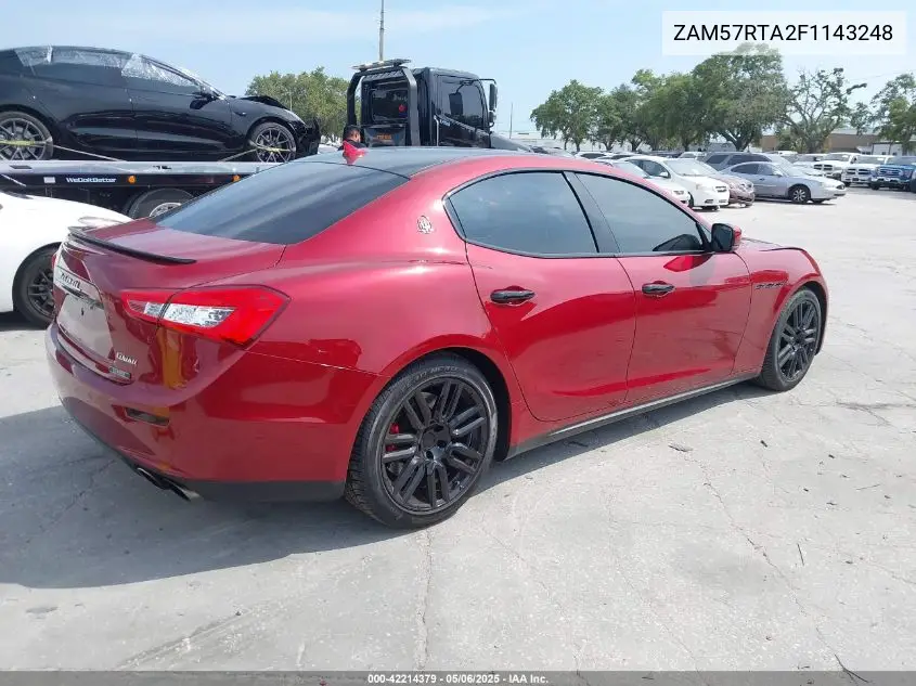 2015 Maserati Ghibli S Q4 VIN: ZAM57RTA2F1143248 Lot: 42214379