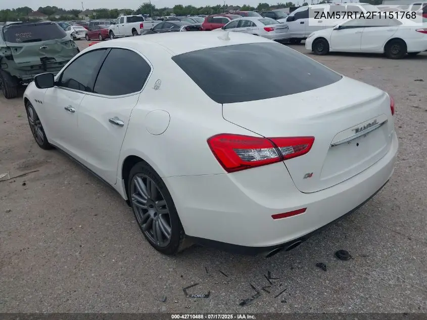 2015 Maserati Ghibli S Q4 VIN: ZAM57RTA2F1151768 Lot: 42710488