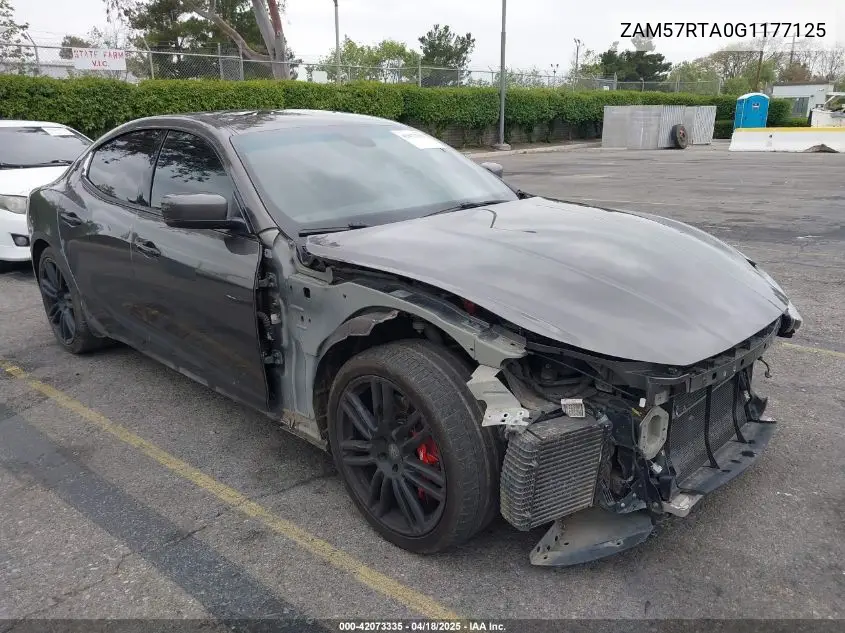 2016 Maserati Ghibli S Q4 VIN: ZAM57RTA0G1177125 Lot: 42073335