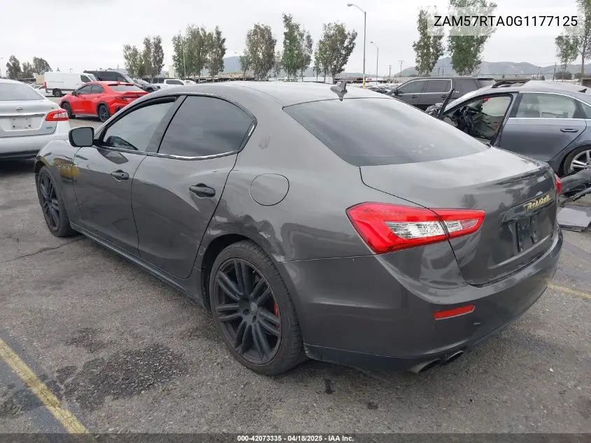 2016 Maserati Ghibli S Q4 VIN: ZAM57RTA0G1177125 Lot: 42073335