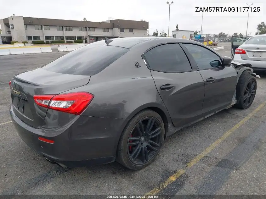 2016 Maserati Ghibli S Q4 VIN: ZAM57RTA0G1177125 Lot: 42073335