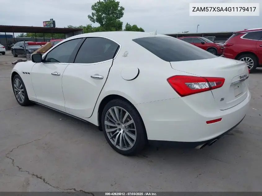 2016 Maserati Ghibli VIN: ZAM57XSA4G1179417 Lot: 42625012