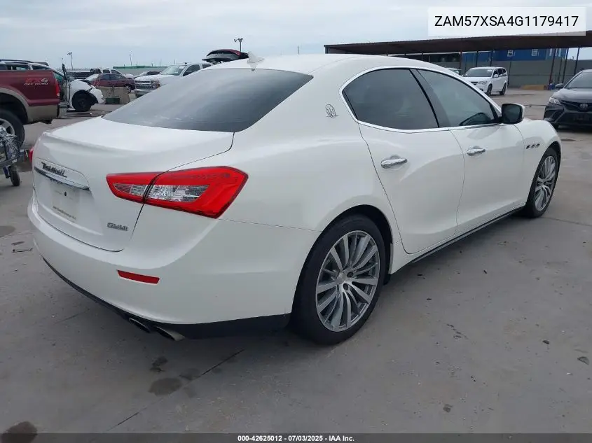 2016 Maserati Ghibli VIN: ZAM57XSA4G1179417 Lot: 42625012