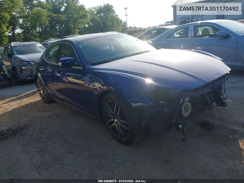 2016 Maserati Ghibli S Q4 VIN: ZAM57RTA3G1170492 Lot: 42646675