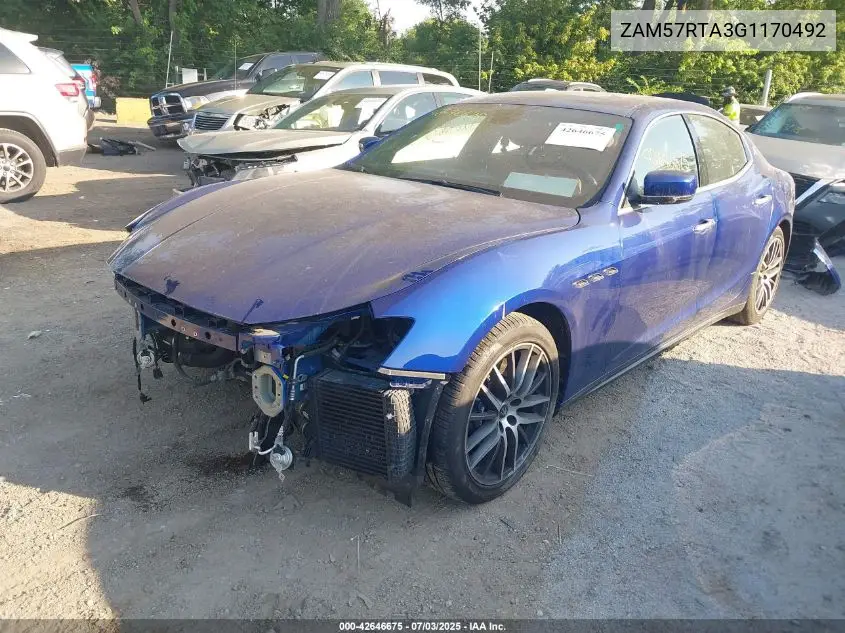 2016 Maserati Ghibli S Q4 VIN: ZAM57RTA3G1170492 Lot: 42646675