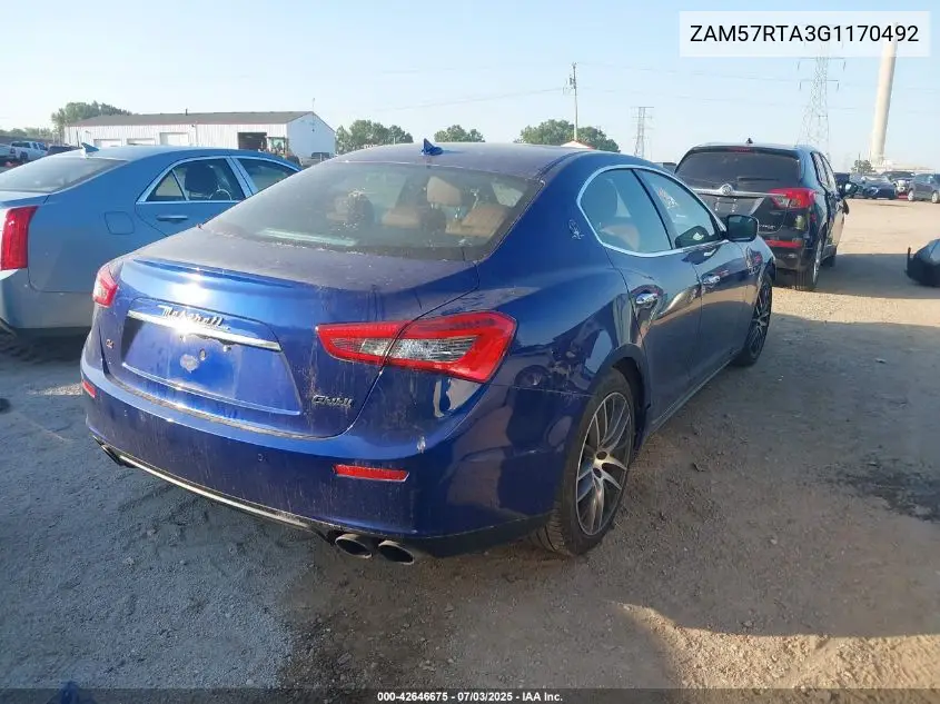 2016 Maserati Ghibli S Q4 VIN: ZAM57RTA3G1170492 Lot: 42646675