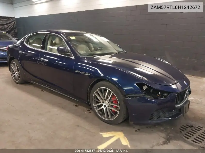 2017 Maserati Ghibli S Q4 VIN: ZAM57RTL0H1242672 Lot: 41782857