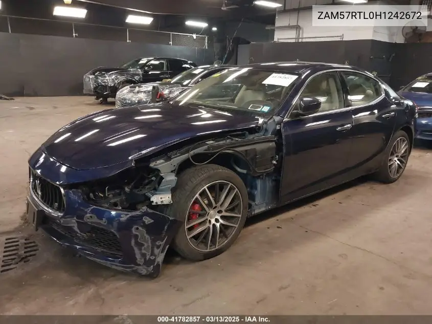 2017 Maserati Ghibli S Q4 VIN: ZAM57RTL0H1242672 Lot: 41782857