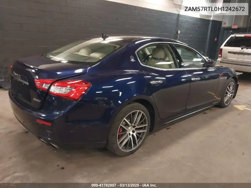 2017 Maserati Ghibli S Q4 VIN: ZAM57RTL0H1242672 Lot: 41782857