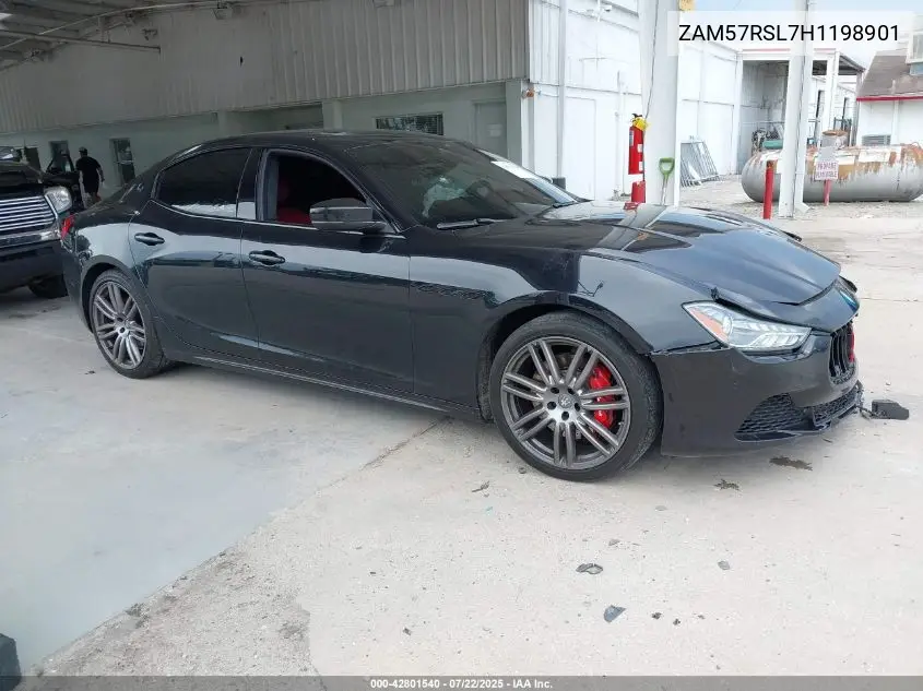 2017 Maserati Ghibli S VIN: ZAM57RSL7H1198901 Lot: 42801540