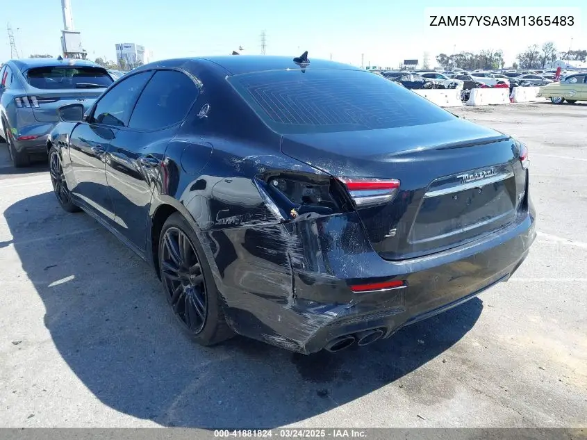 2021 Maserati Ghibli S VIN: ZAM57YSA3M1365483 Lot: 41881824
