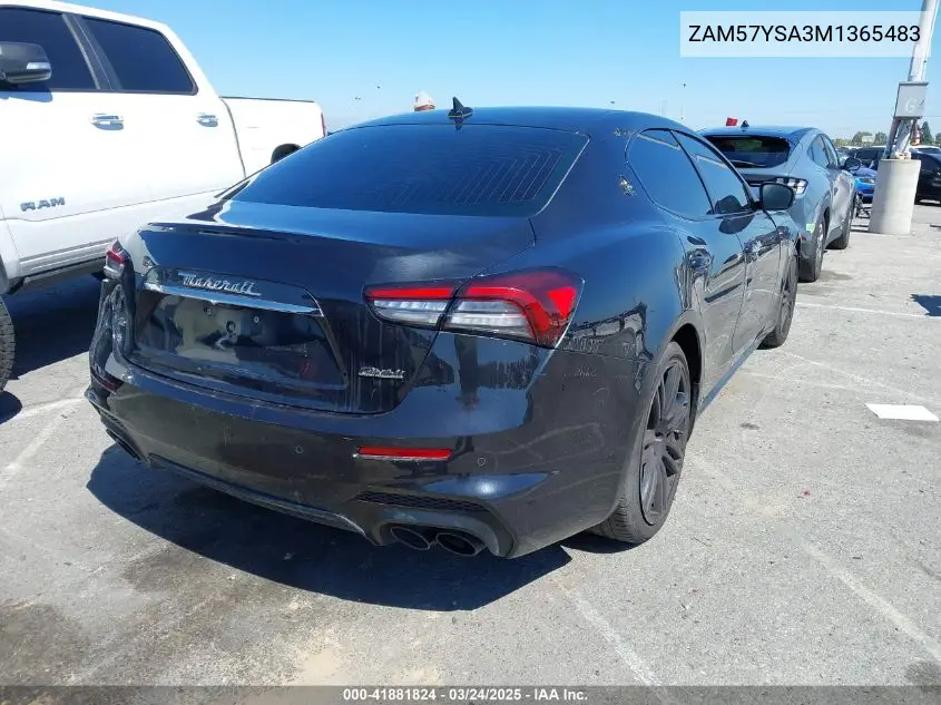 2021 Maserati Ghibli S VIN: ZAM57YSA3M1365483 Lot: 41881824
