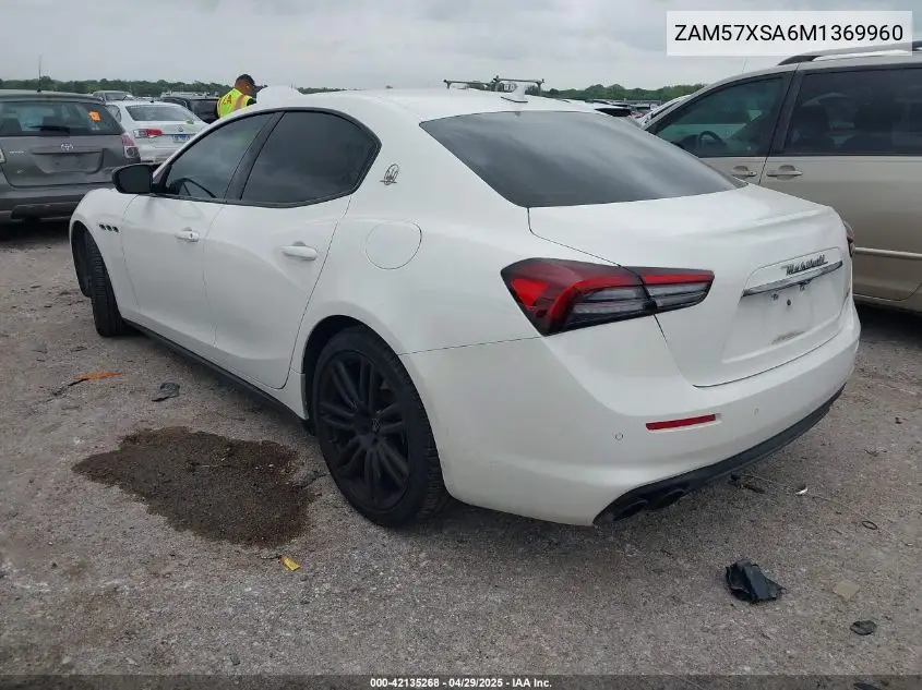 2021 Maserati Ghibli VIN: ZAM57XSA6M1369960 Lot: 42135268