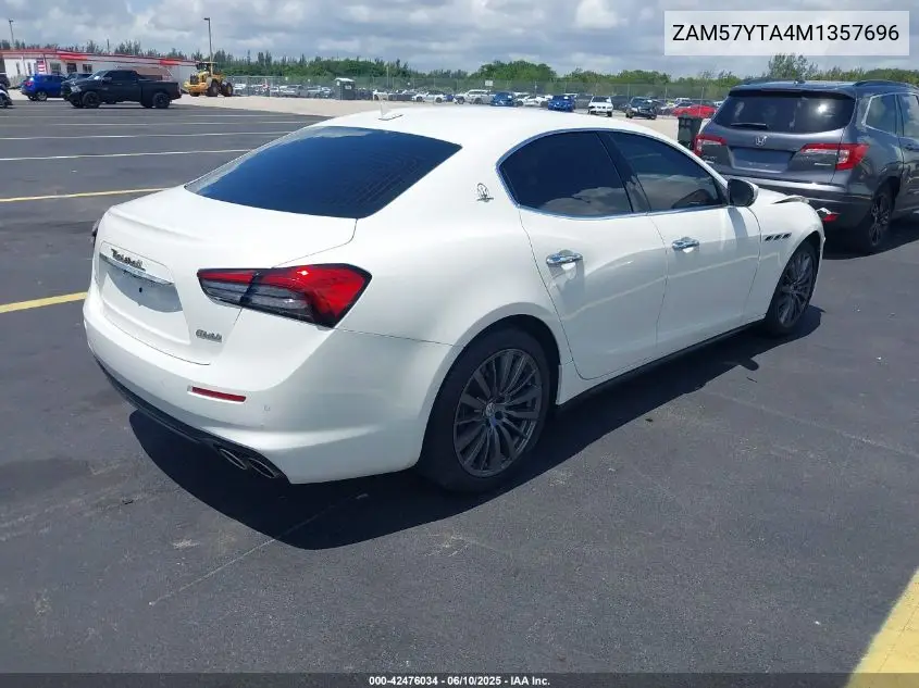 2021 Maserati Ghibli S Q4 VIN: ZAM57YTA4M1357696 Lot: 42476034