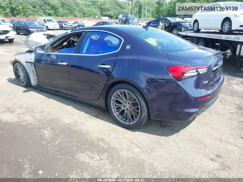 2021 Maserati Ghibli S Q4 VIN: ZAM57YTA8M1369138 Lot: 42746588