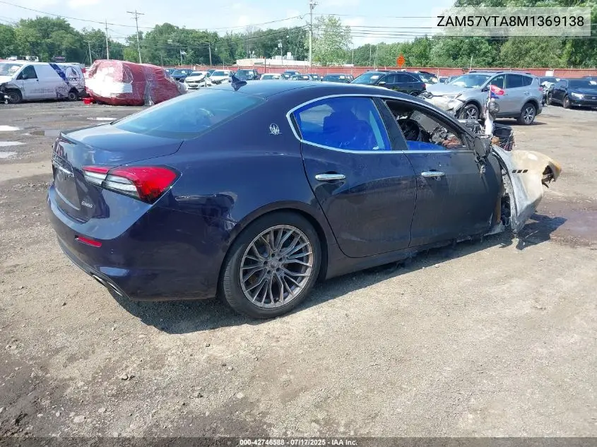 2021 Maserati Ghibli S Q4 VIN: ZAM57YTA8M1369138 Lot: 42746588