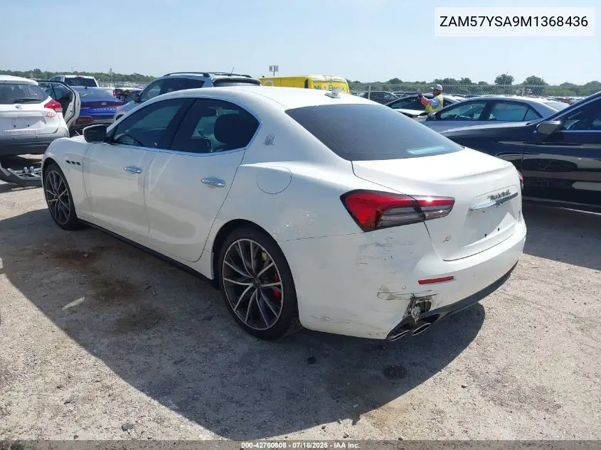 2021 Maserati Ghibli S VIN: ZAM57YSA9M1368436 Lot: 42760608