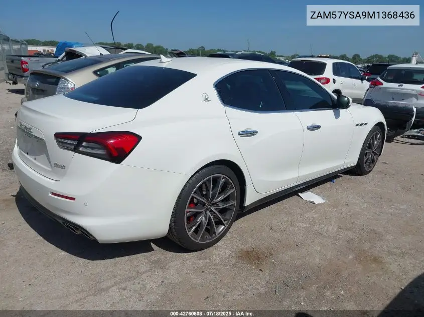 2021 Maserati Ghibli S VIN: ZAM57YSA9M1368436 Lot: 42760608