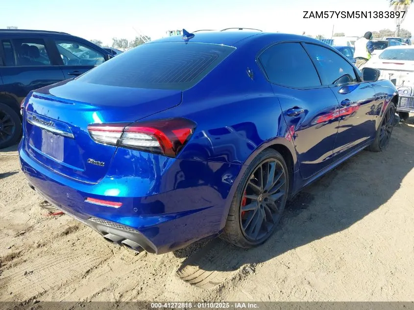 2022 Maserati Ghibli Modena VIN: ZAM57YSM5N1383897 Lot: 41272818