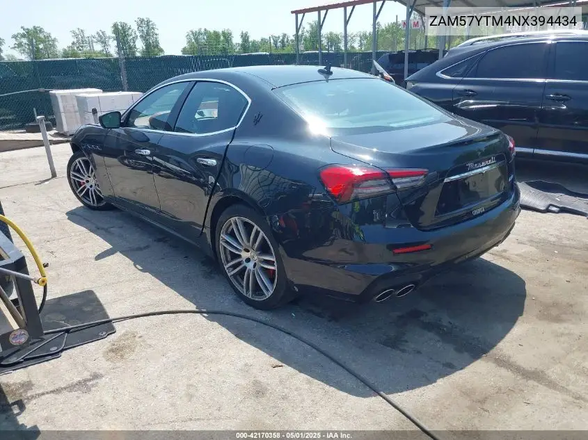 2022 Maserati Ghibli Modena Q4 VIN: ZAM57YTM4NX394434 Lot: 42170358