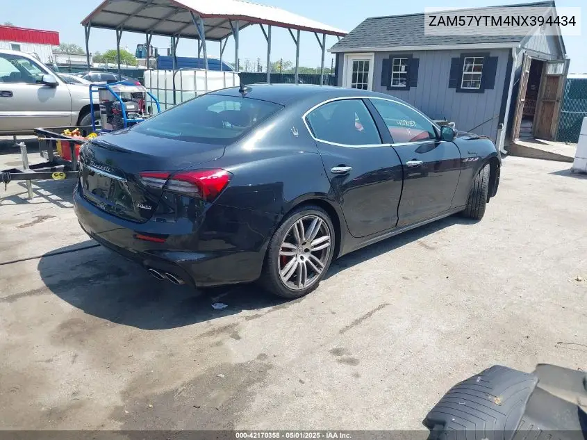 2022 Maserati Ghibli Modena Q4 VIN: ZAM57YTM4NX394434 Lot: 42170358