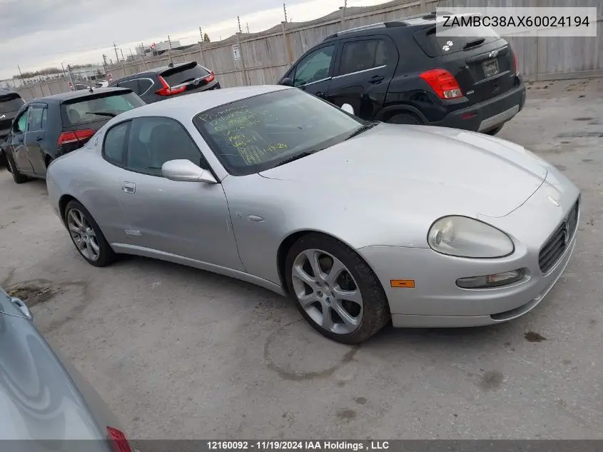 2006 Maserati Coupe Gt VIN: ZAMBC38AX60024194 Lot: 12160092