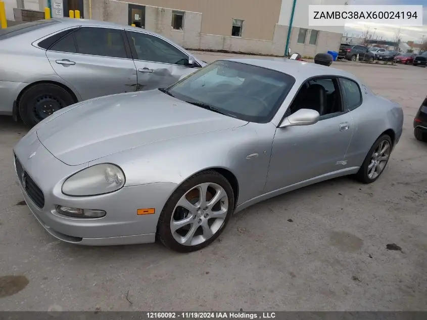 2006 Maserati Coupe Gt VIN: ZAMBC38AX60024194 Lot: 12160092